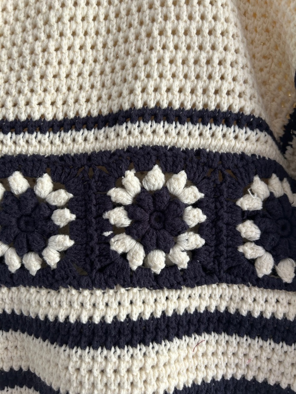 Skies are Blue Collared Knit Polo Sweater in Ivory and navy women’s 1X - Picture 2 of 6